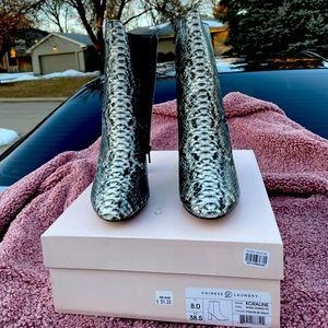 Snake print booties